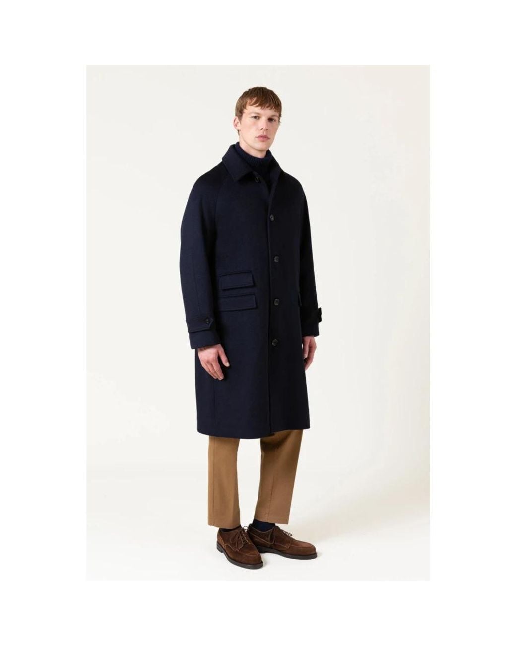 AUTORE Blue Single-Breasted Coats for men