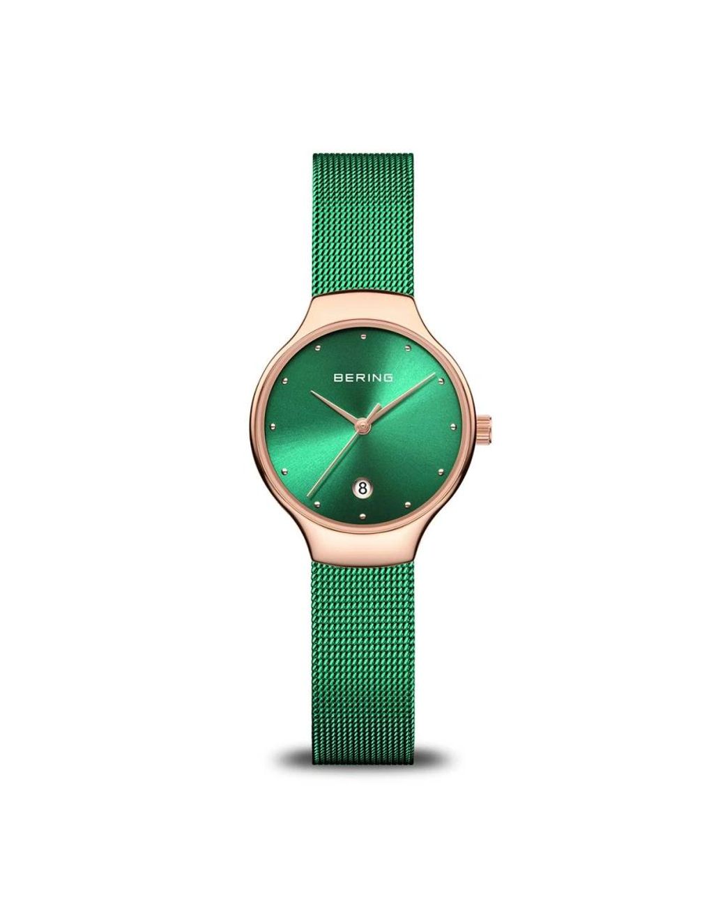 Bering Accessoires ,Groen ,Dameshorloge Cassic Collection Roestvrijstalen Armband En Saffierglas Groene Verlichting 13326-868 in het Green