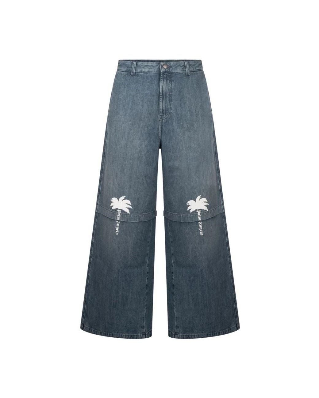 Palm Angels Blue Wide Jeans for men
