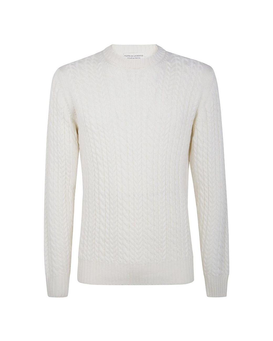 FILIPPO DE LAURENTIIS White Round-Neck Knitwear for men