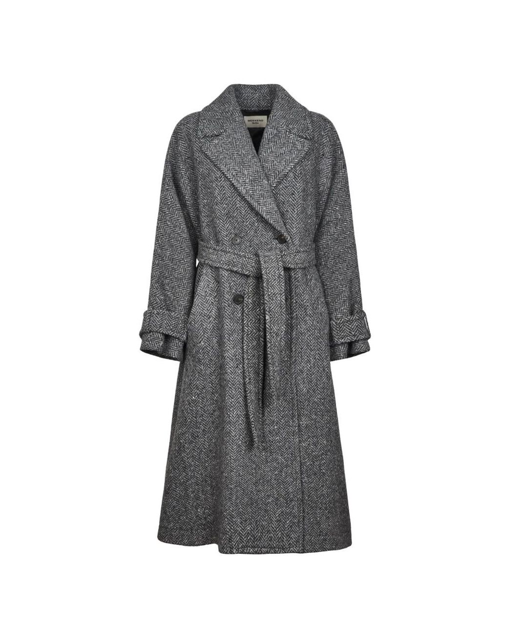 Max Mara Gray Double-Breasted Coats
