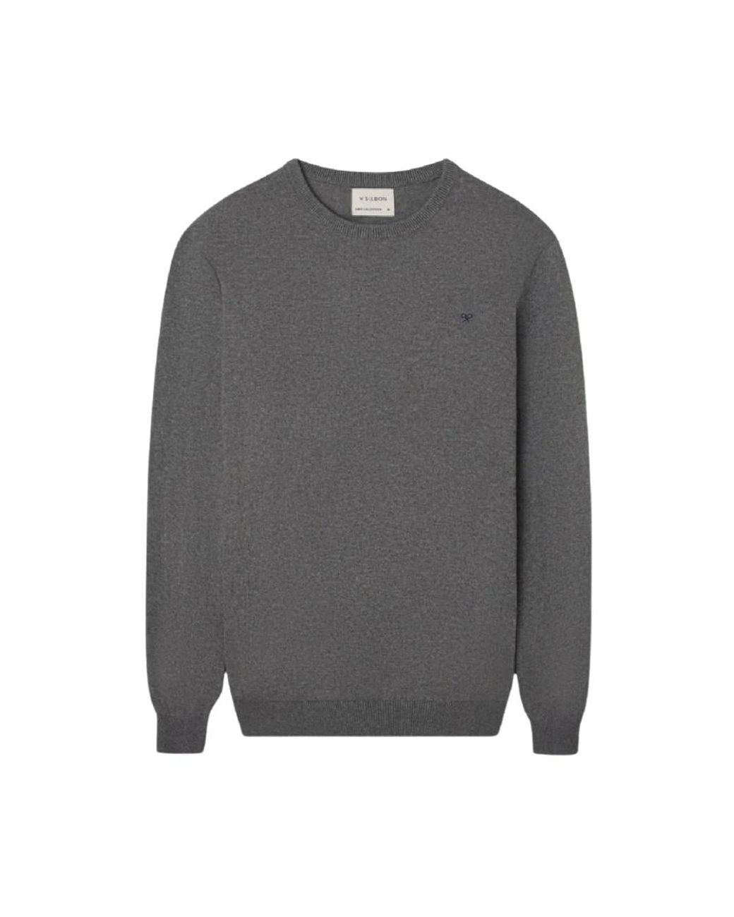 Silbon Gray Round-Neck Knitwear for men
