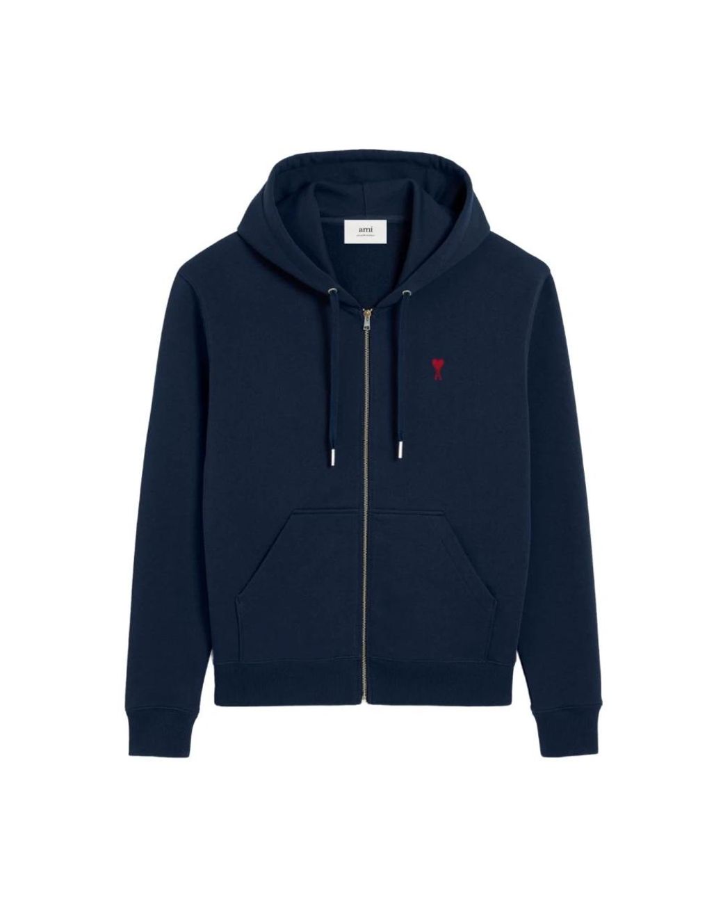 AMI Hoodies & Sweatvesten ,Blauw ,Katoen Ami De Coeur Hoodie Met Rits in het Blue voor heren
