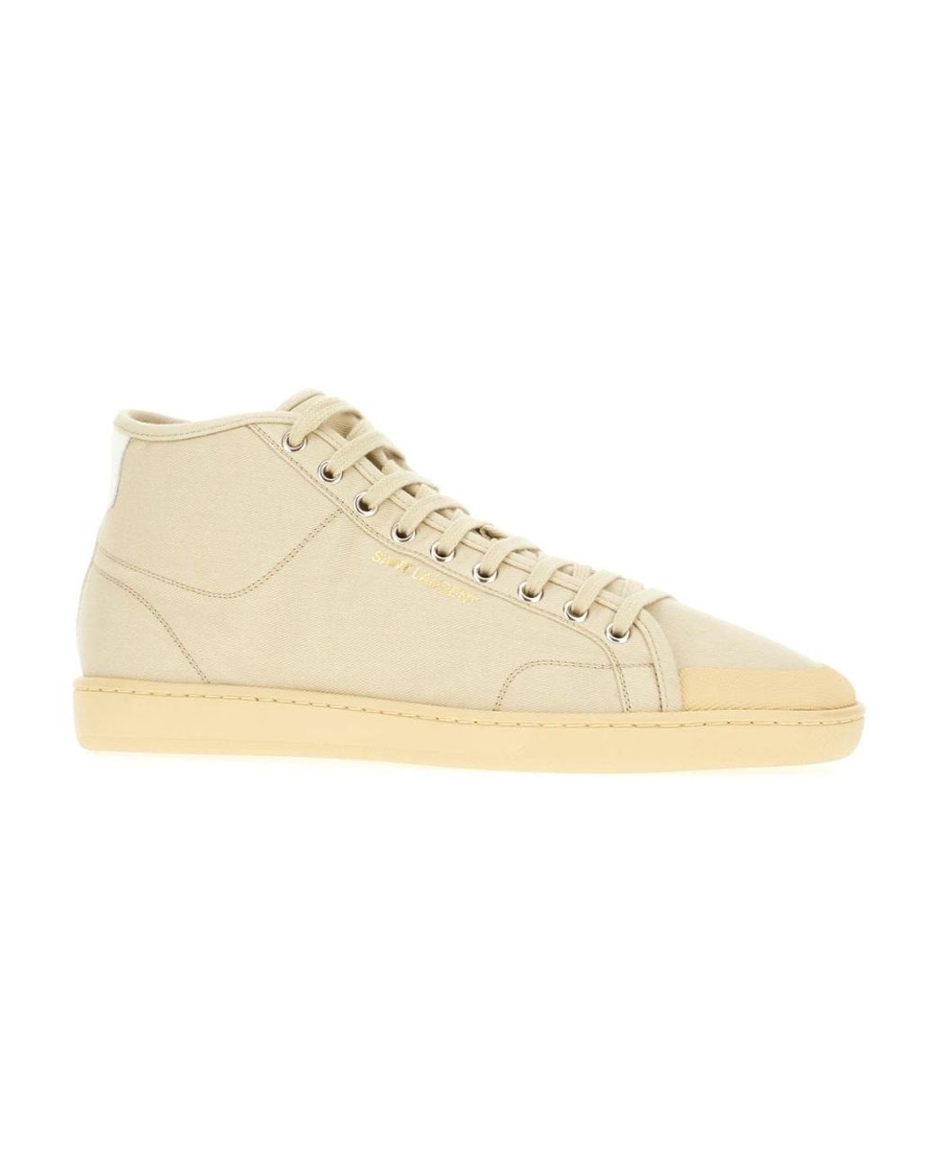 Saint Laurent Canvas Mid-Top Sneakers in het Natural voor heren