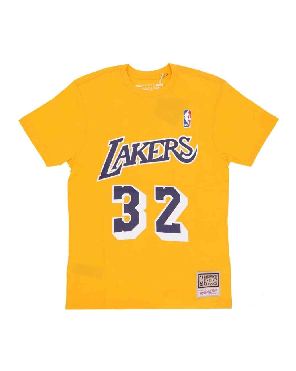 Mitchell & Ness Tops ,Geel ,Katoen Nba Tee No 32 Magic Johnson Loslak in het Orange voor heren