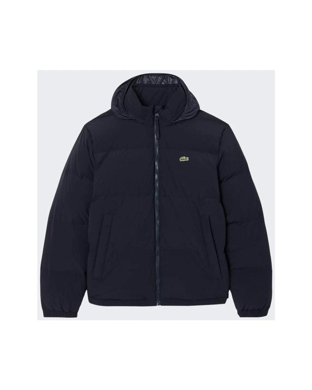 Lacoste Jassen ,Blauw ,Leer Waterafstotend Donsjack Met Capuchon in het Blue voor heren