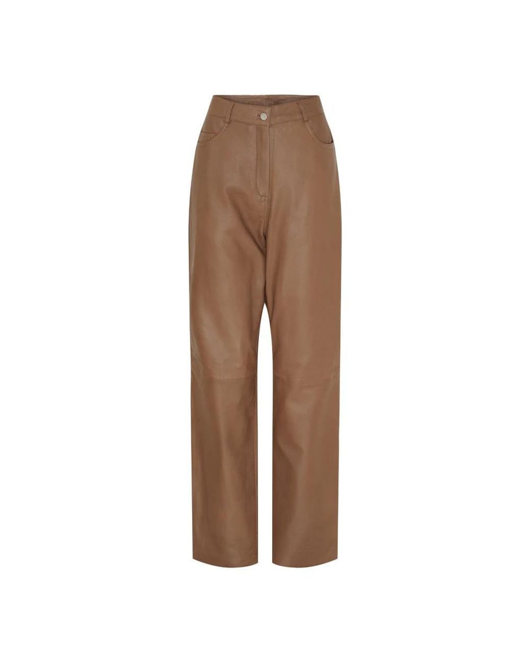 Btfcph Rechte Leren Broek in het Brown