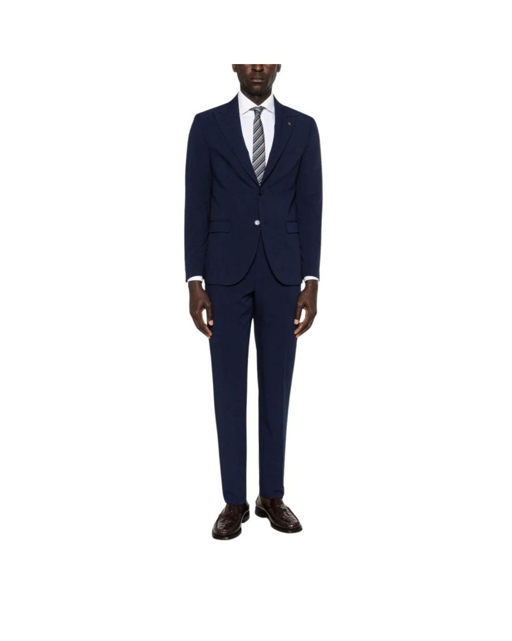 Manuel Ritz Blue Single Breasted Suits for men