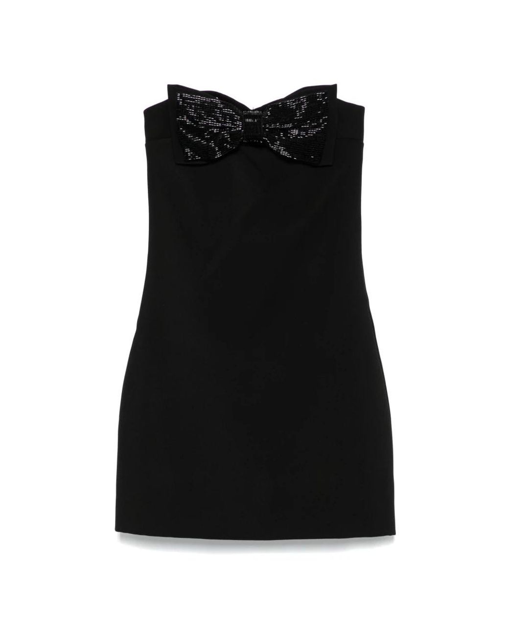 Self-Portrait Kleedjes ,Zwart ,Polyester Zwarte Bandeau Jurk Met Strass Strik in het Black