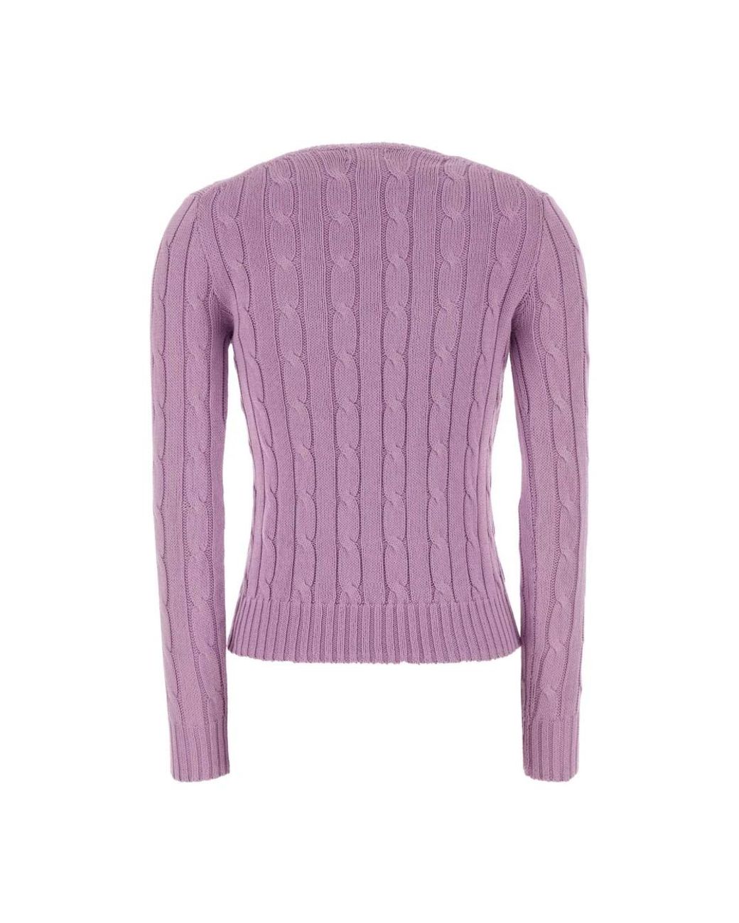 Polo Ralph Lauren Purple Zopfmuster-Pullover