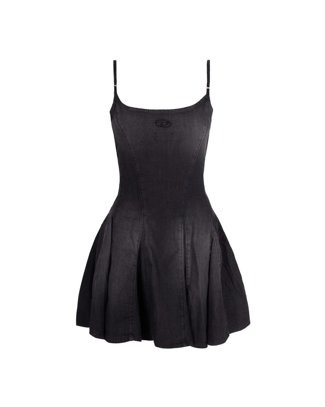 DIESEL Black Short Denim Dress With Adjustable Straps