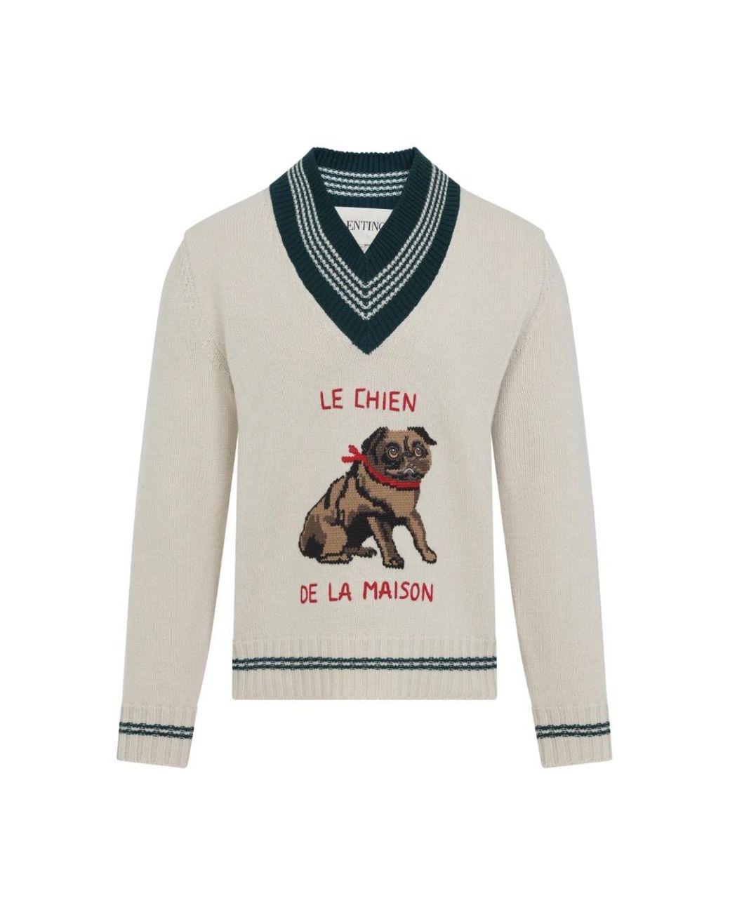 Valentino Gray V-Neck Knitwear for men