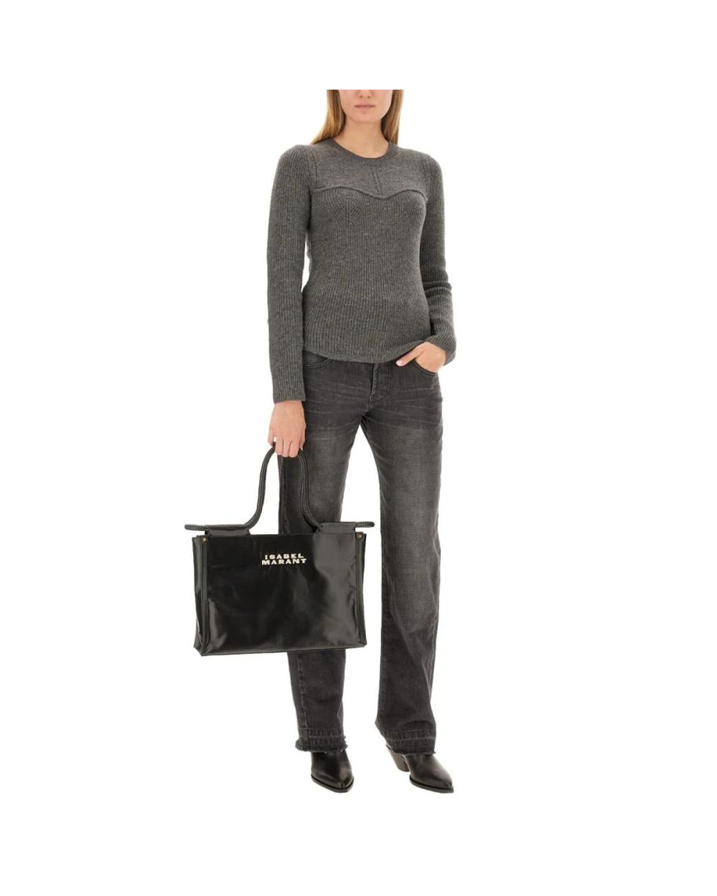 Isabel Marant Gray Round-Neck Knitwear