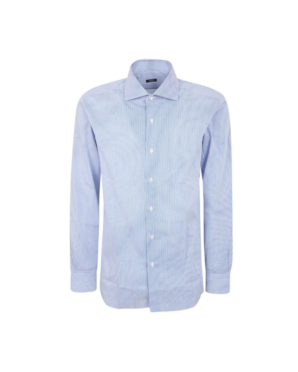 Barba Napoli Blue Formal Shirts for men