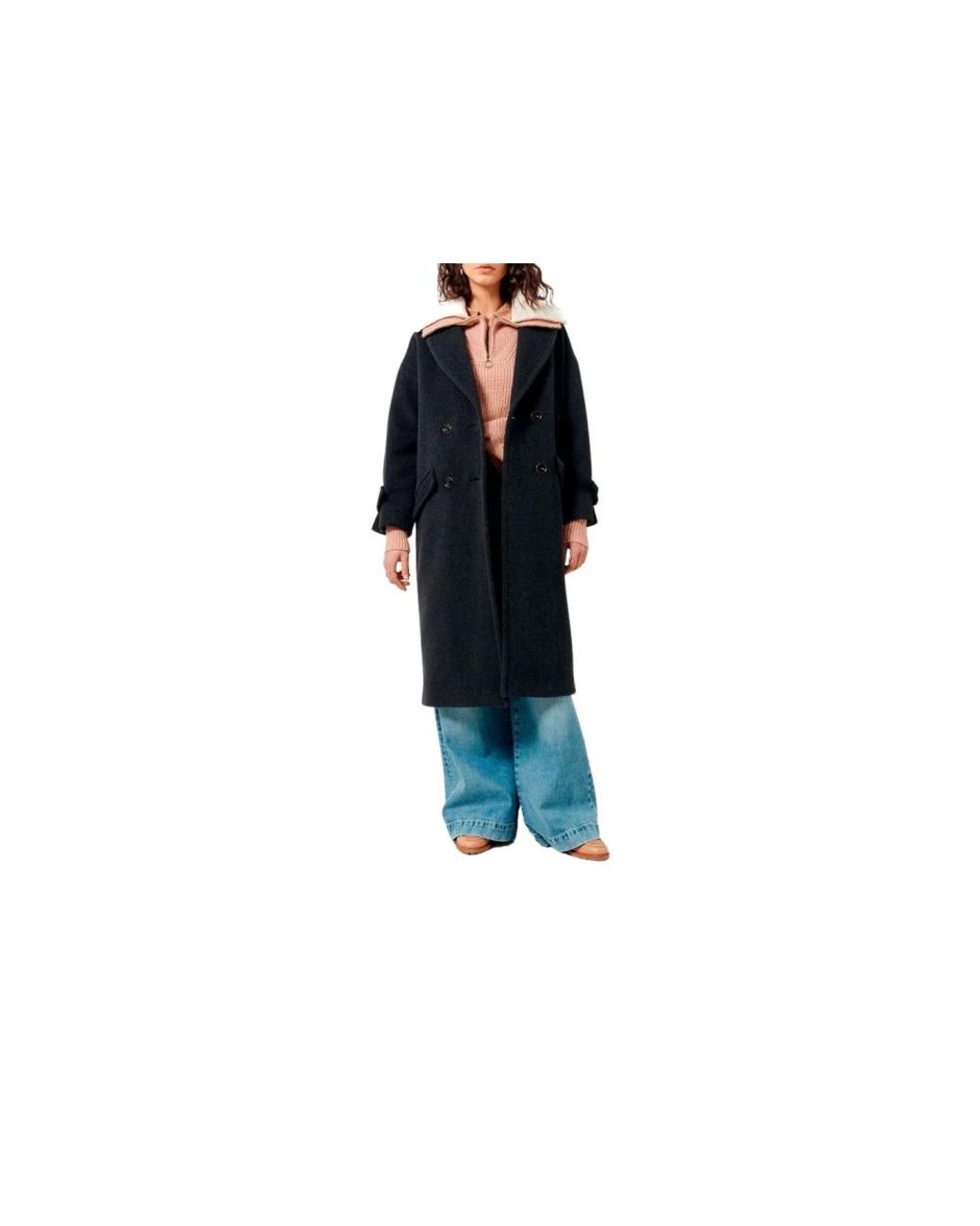 Sessun Blue Double-Breasted Coats
