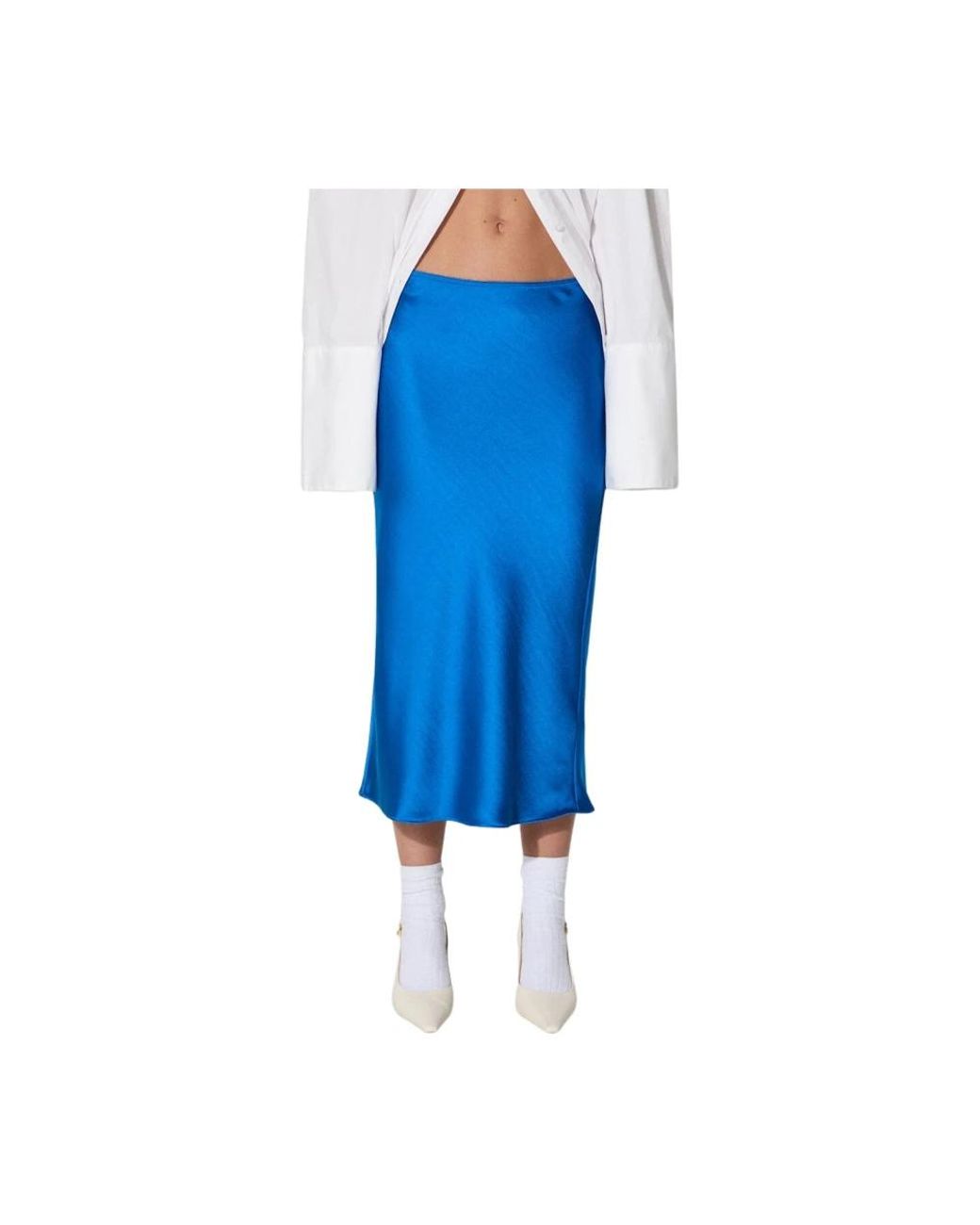 Samsøe & Samsøe Rokken ,Blauw ,Polyester Agneta Midi Rok in het Blue