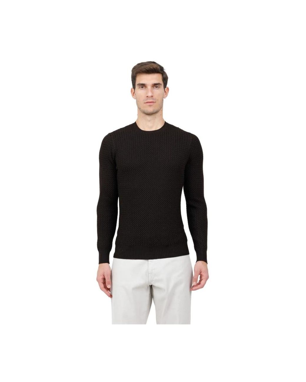 Gran Sasso Black Round-Neck Knitwear for men