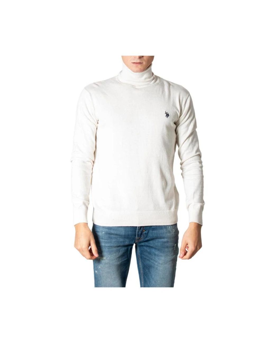 U.S. POLO ASSN. U. Polo Assn. ,Truien & Vesten ,Wit ,Katoen Klassieke Turtleneck Sweater Witte Gebreide in het White voor heren