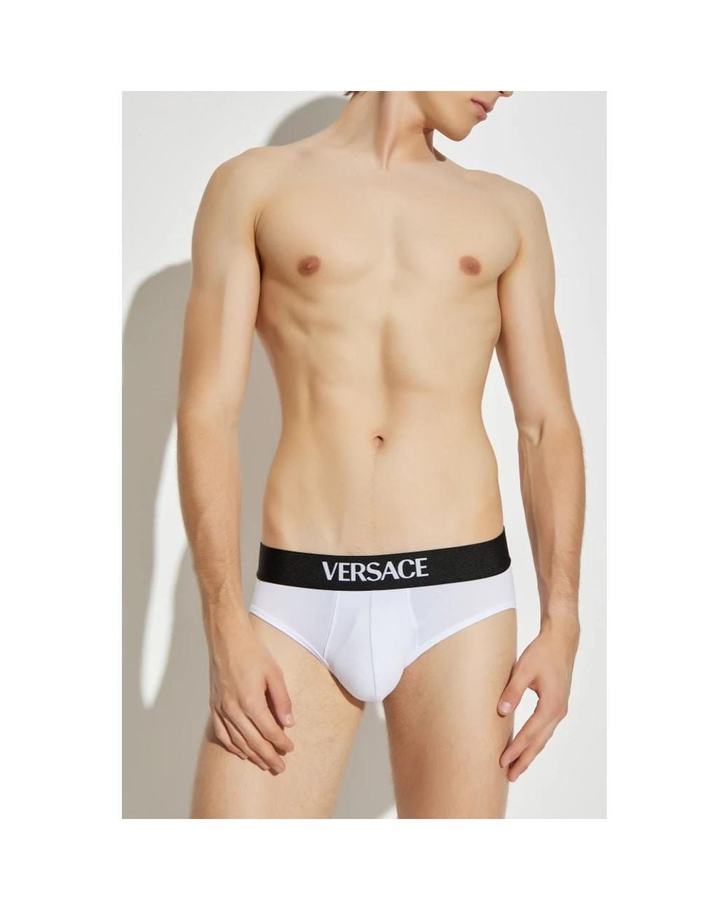 Versace Ondergoed ,Wit ,Katoen Driepak Slips Met Logo in het White voor heren