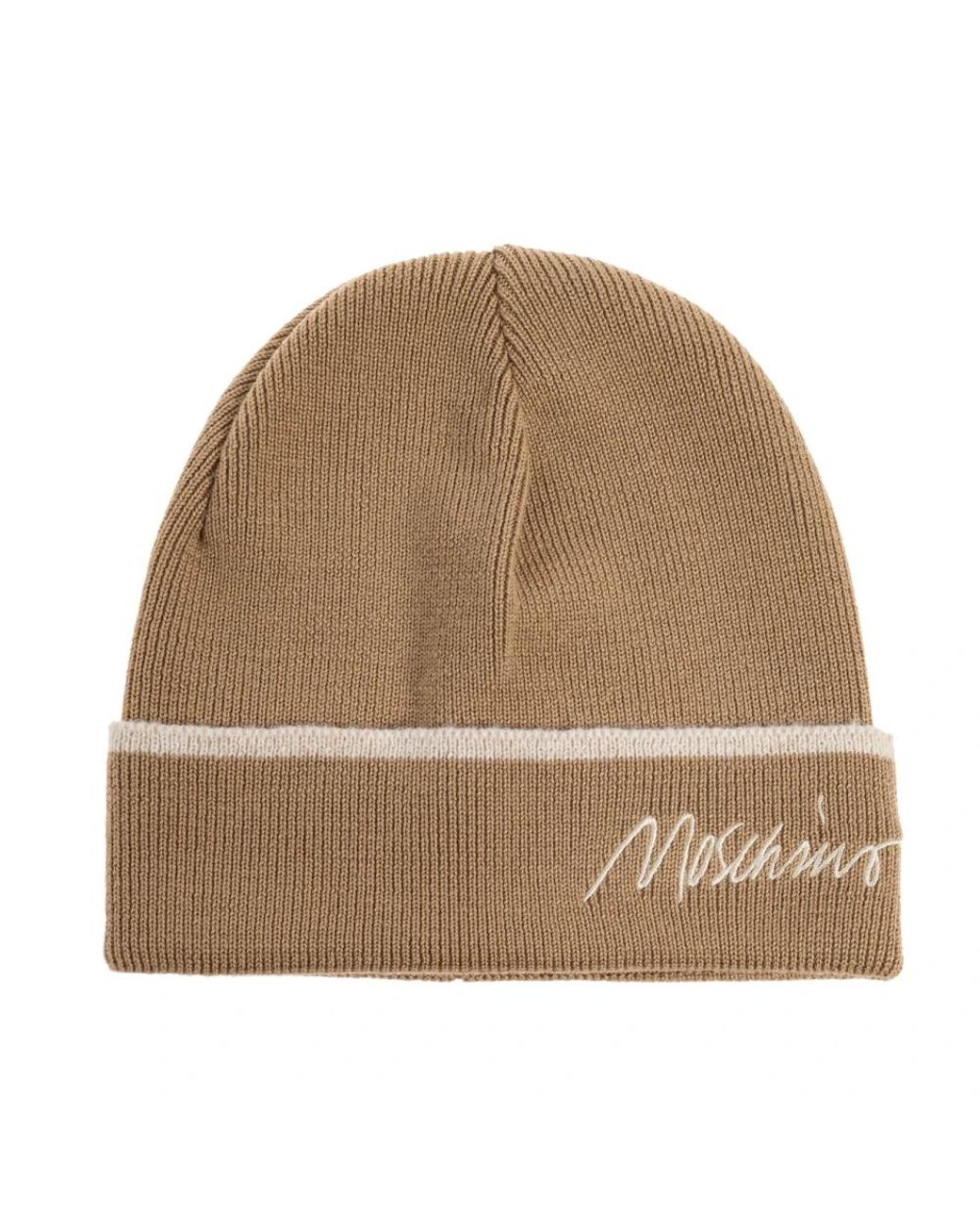 Moschino Accessoires ,Wol Wollen Muts Met Logo in het Natural
