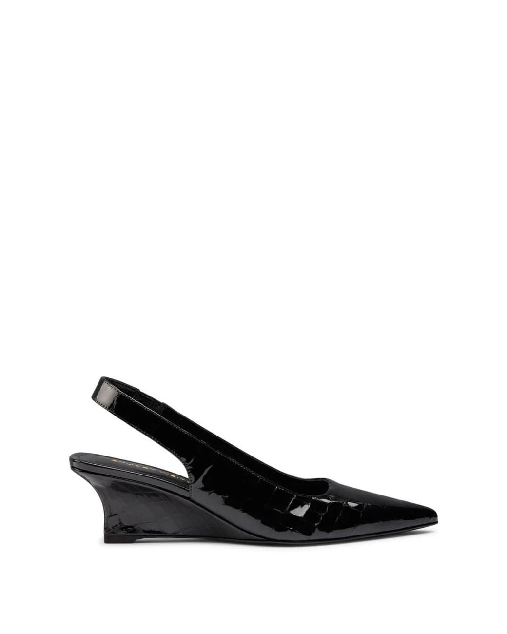 Stuart Weitzman Black Vinnie Slingback Wedge 50