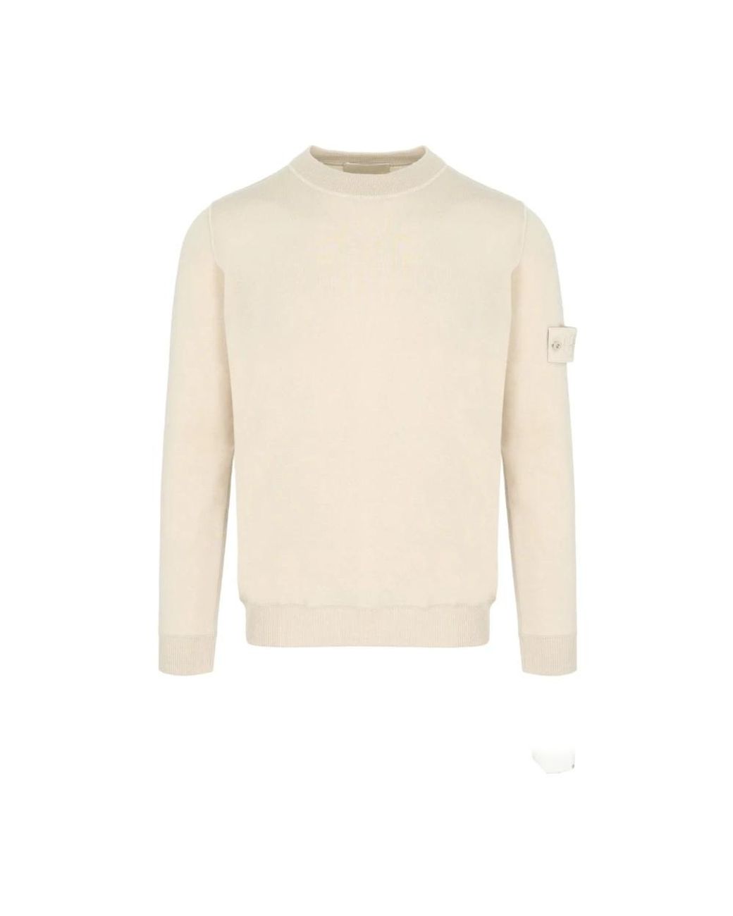 Stone Island White Round-Neck Knitwear for men