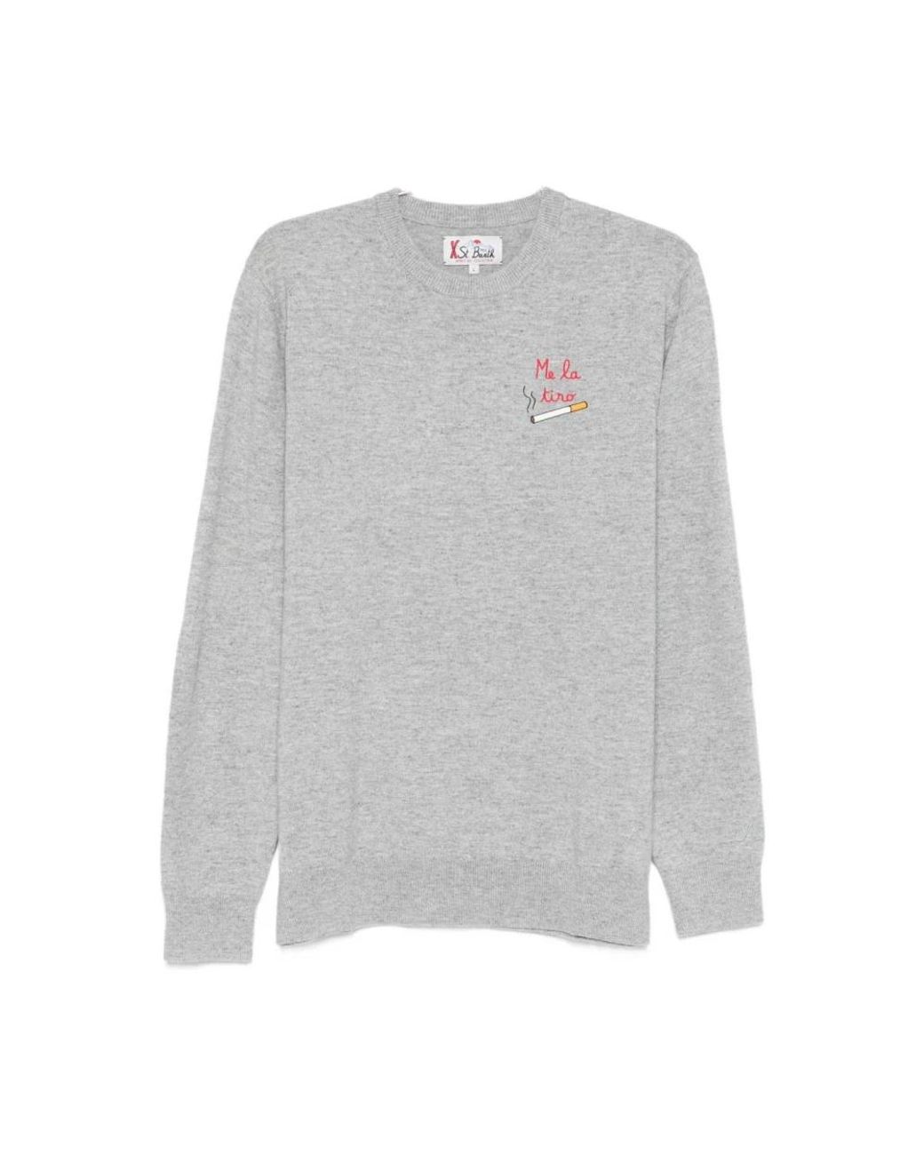 Mc2 Saint Barth Gray Round-Neck Knitwear for men