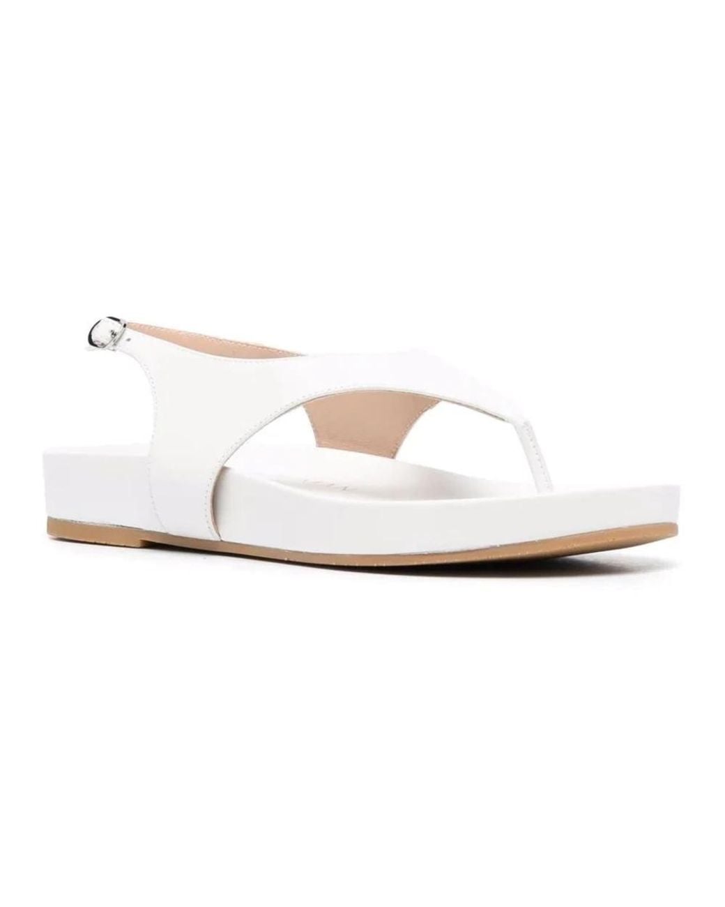Stuart Weitzman White Flat Sandals