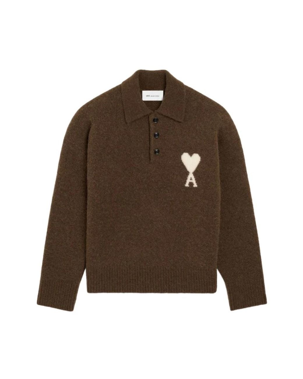AMI Brown Round-Neck Knitwear