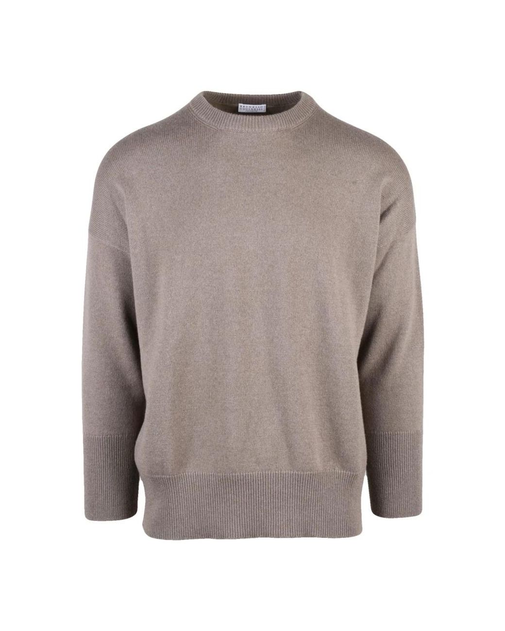 Brunello Cucinelli Gray Round-Neck Knitwear for men