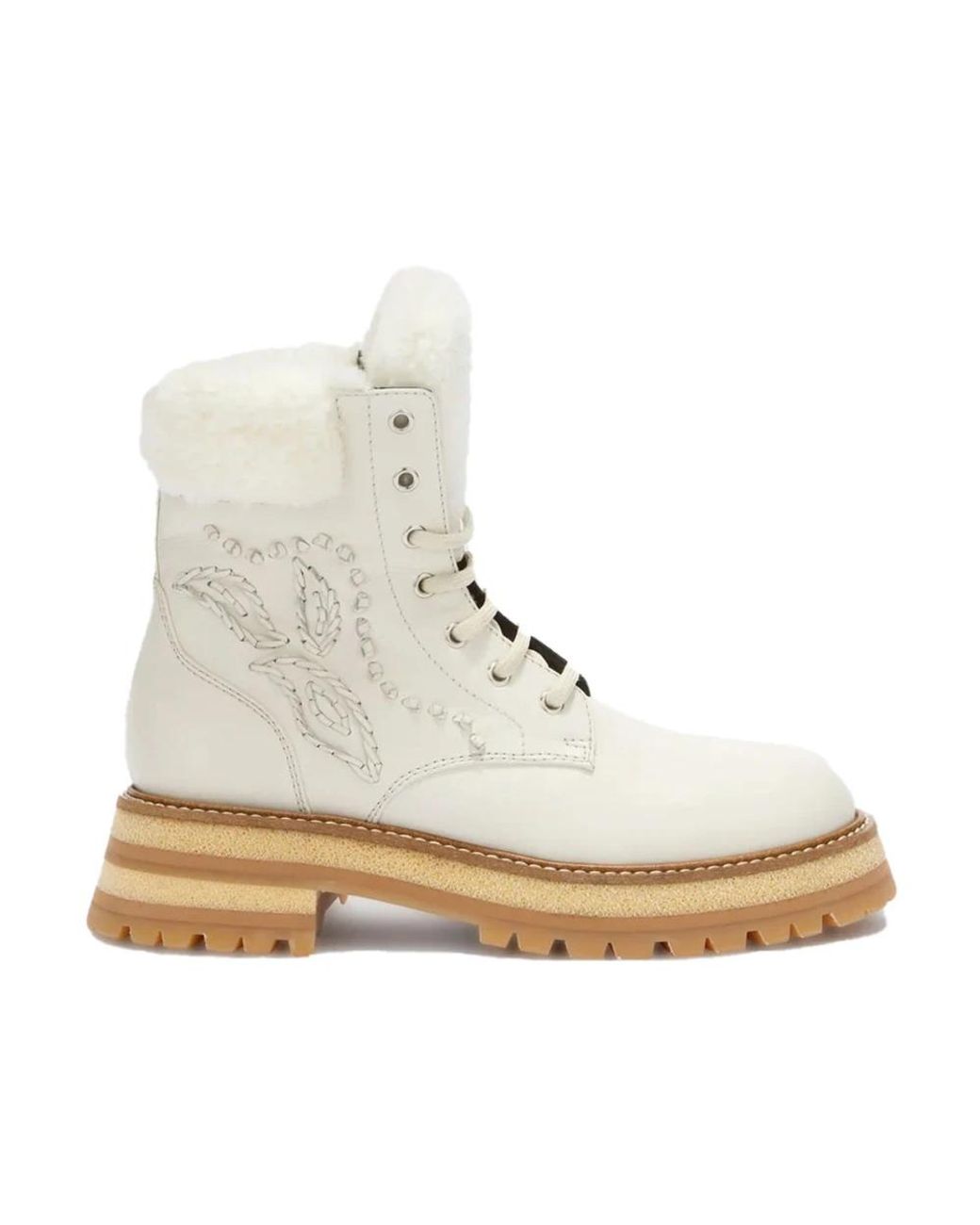 Ermanno Scervino Natural Lace-Up Boots