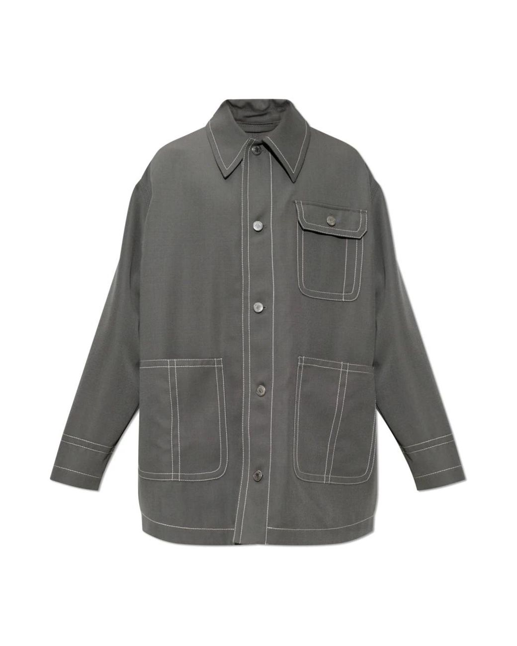 AMI Jassen ,Grijs ,Wol New Wool Worker Jacket in het Gray