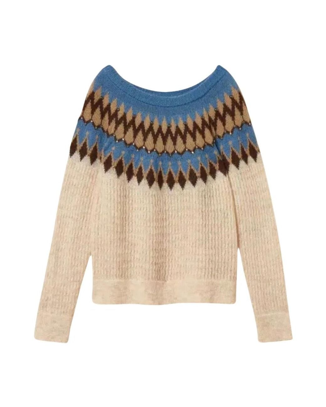 Twinset Blue Round-Neck Knitwear