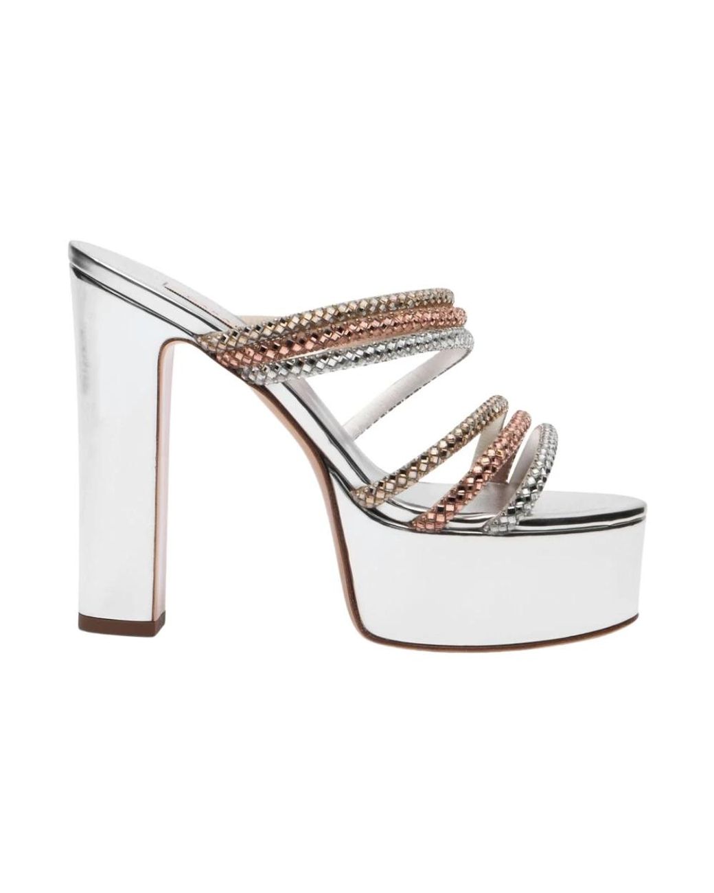 Casadei White Heeled Mules