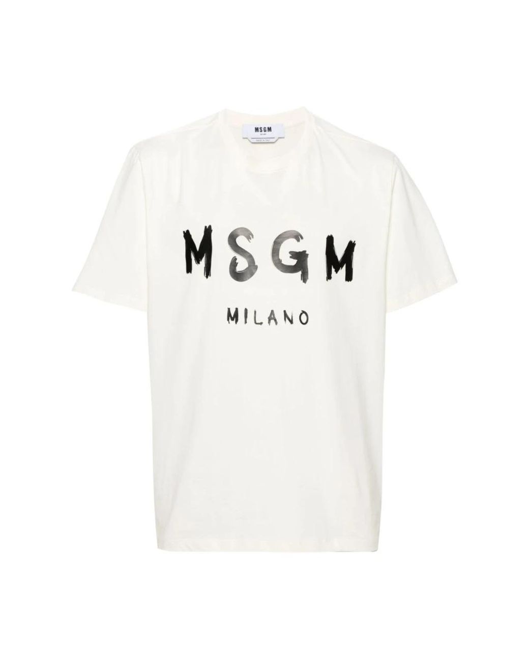 MSGM Tops ,Wit ,Katoen T-Shirt Met Logo-Print Van Katoen in het White voor heren