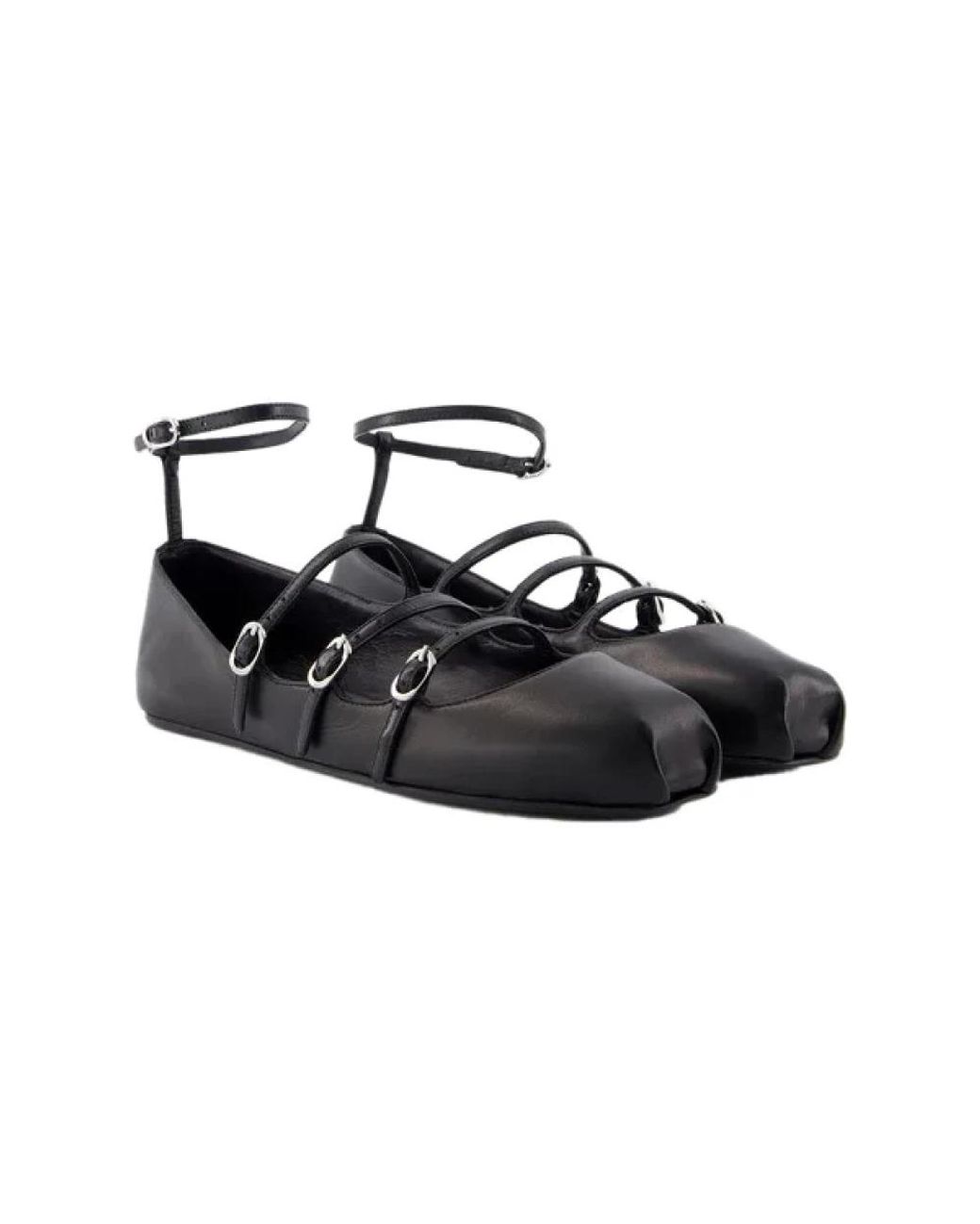 McQueen Black Leder flats