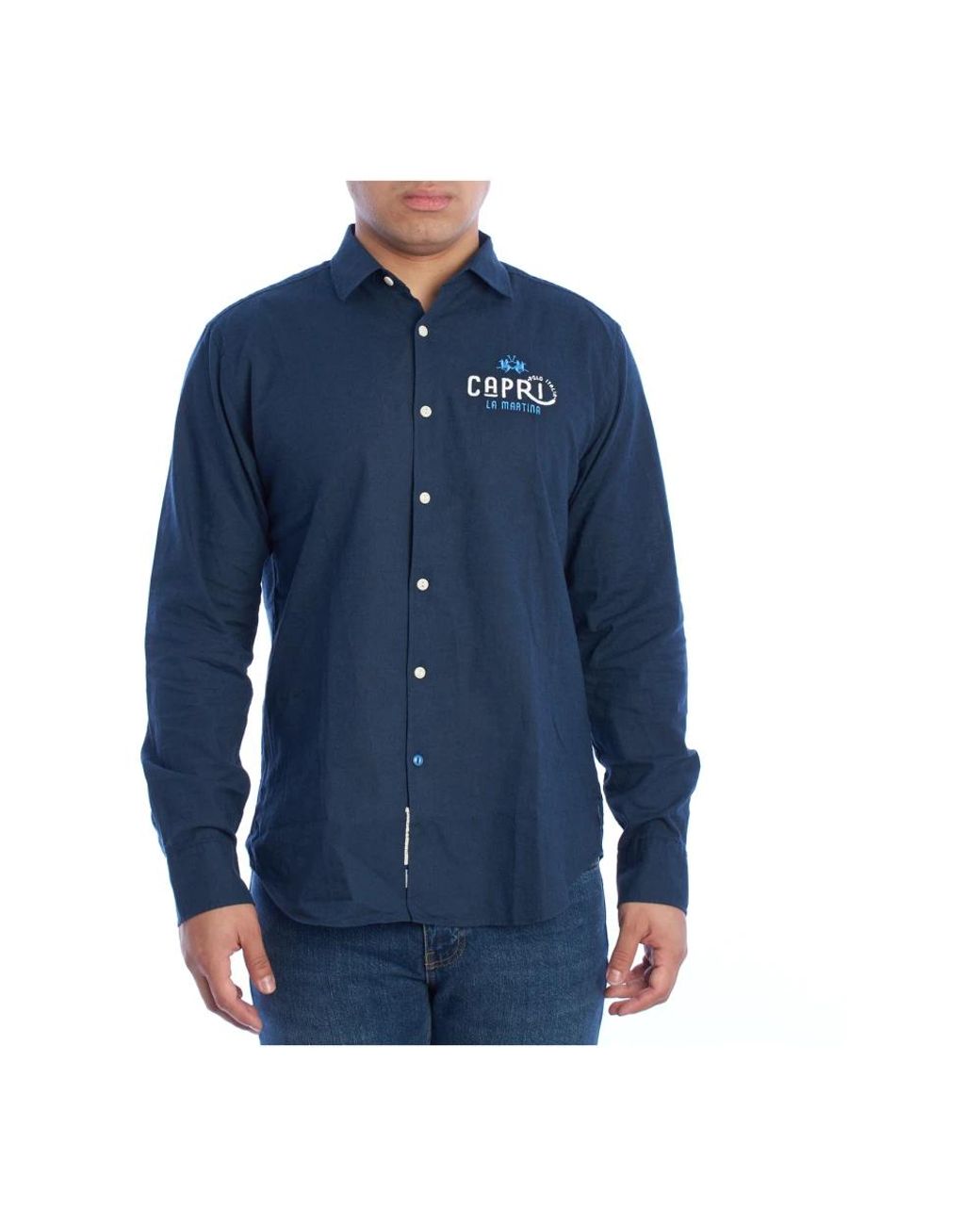 La Martina Blue Casual Shirts for men