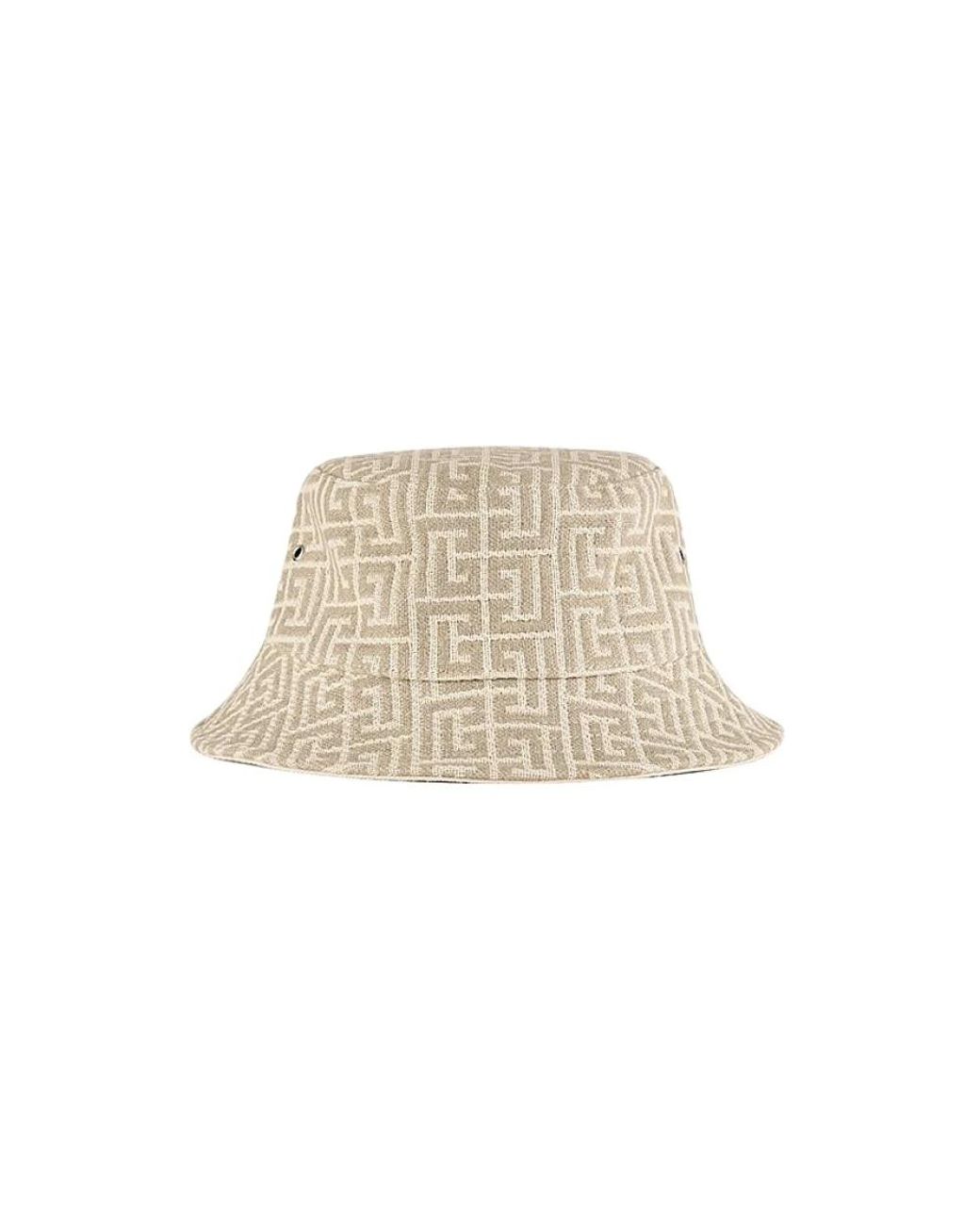 Balmain Accessoires ,Katoen Monogram Jacquard Ivoorkleurige En Witte Bucket Hat in het Natural voor heren