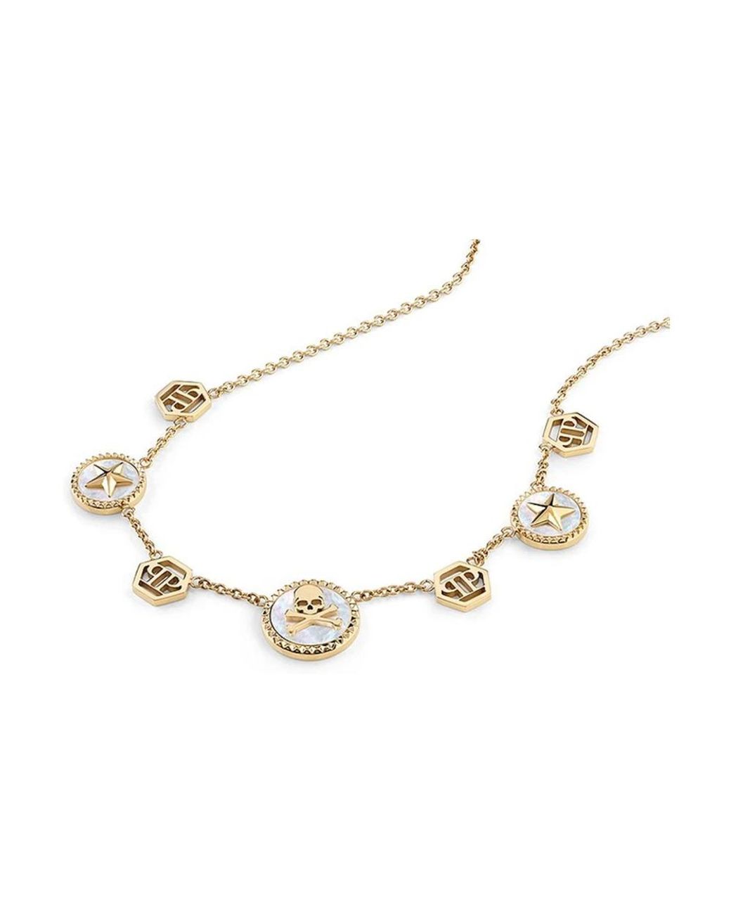 Philipp Plein Metallic Mini Logo Cable Chain Necklace