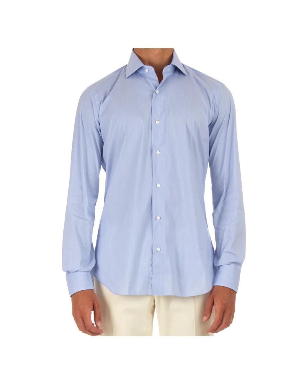 Barba Napoli Blue Casual Shirts for men