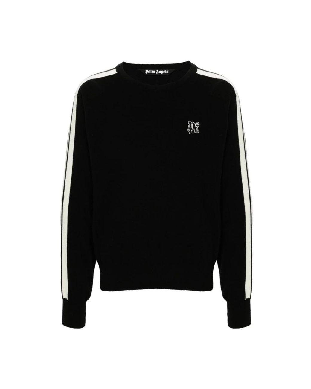 Palm Angels Black Round-Neck Knitwear for men