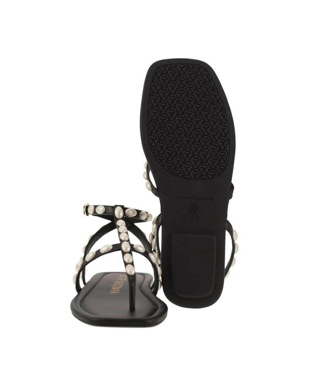 Stuart Weitzman Black Flat Sandals