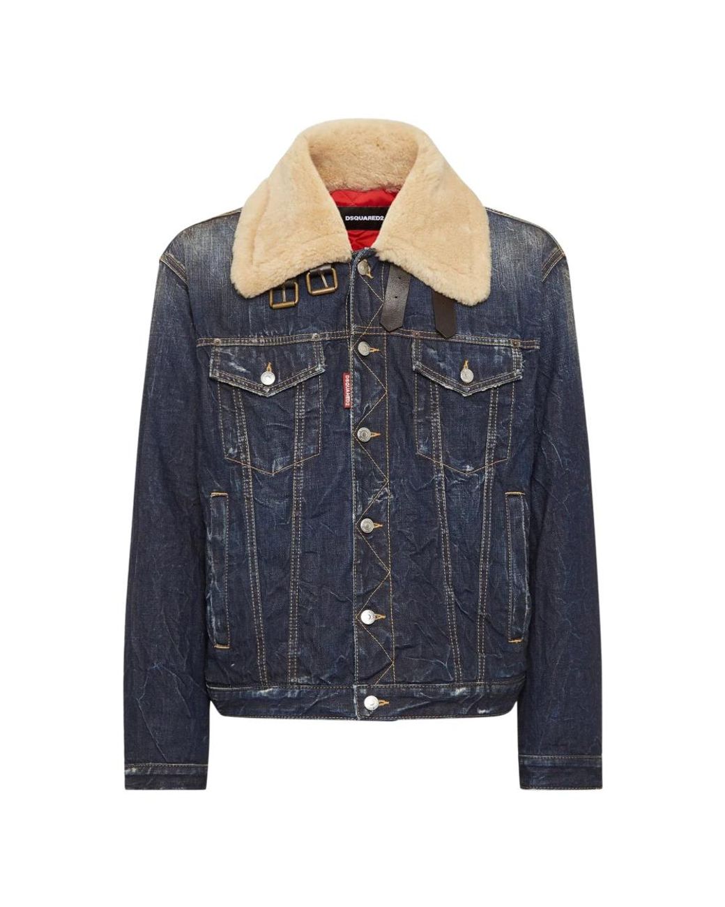 DSquared² Jassen ,Blauw ,Denim Blauwe Denim Aviator Jack in het Blue voor heren