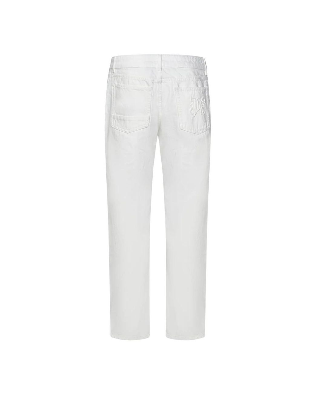 Palm Angels White Straight Jeans for men