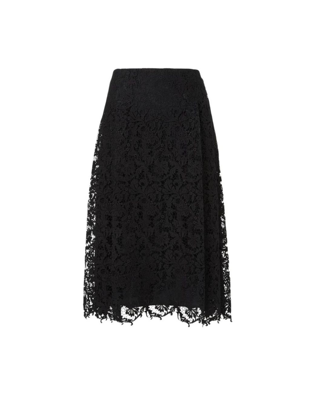 Fendi Black Macramé-Spitzen-Midirock