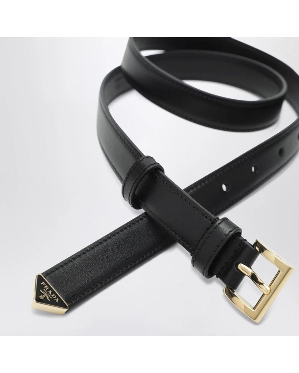 Prada Black Belt With Appliqué