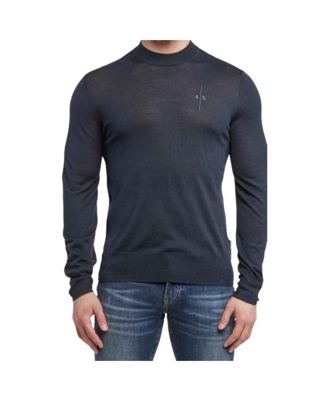 ARMANI EXCHANGE Blue Round-Neck Knitwear for men