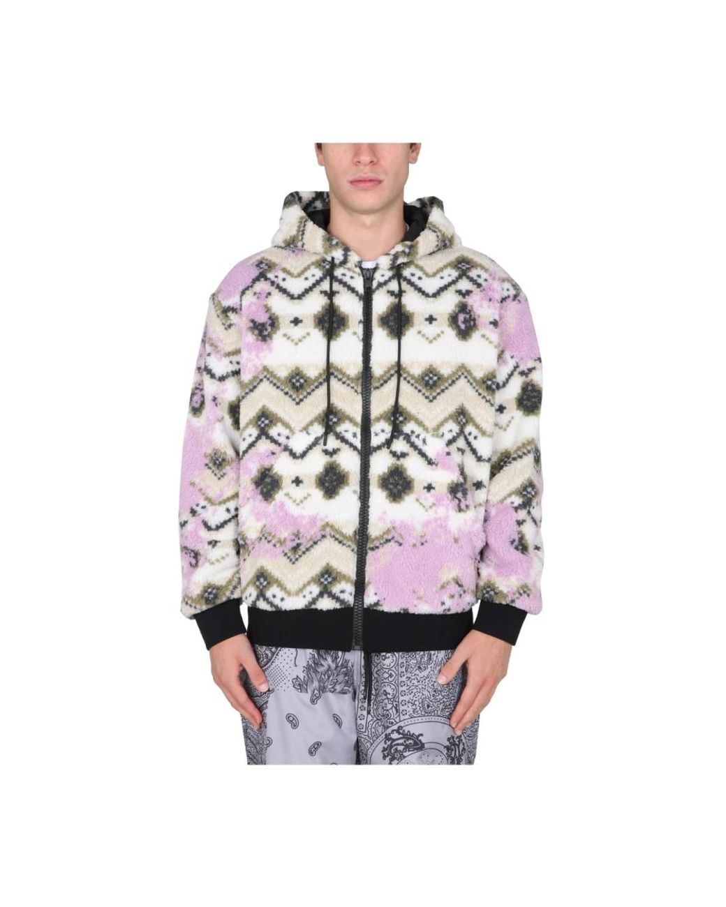 MSGM Jassen ,Veelkleurig ,Polyester Fleece Sherpa Jas in het Multicolor voor heren