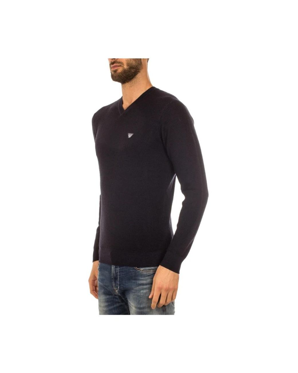Armani Jeans Black V-Neck Knitwear for men