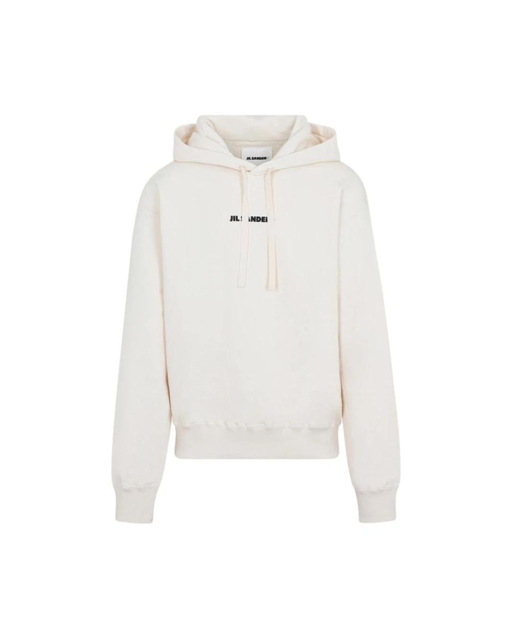 Jil Sander Hoodies & Sweatvesten ,Katoen Logo Print Cotton Hoodie in het White